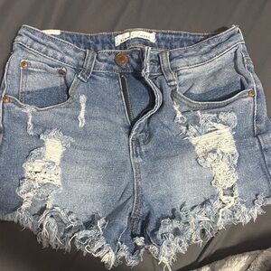 Almost Famous Distressed Blue Jean Shorts